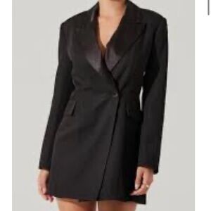Women's Black Double-Breasted Blazer romper.
